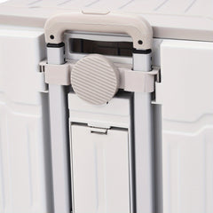 75L White and Gray Large Capacity Plastic Shopping Cart, Miscellaneous Storage and Handling Cart, Multi Functional Seat Trolley with Wheels and Adjustable Function