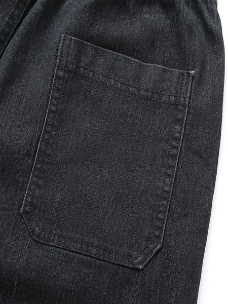 Men'S Slim Fit Multi-Pocket Jeans, Four Seasons Workwear Denim Trousers for Men, Washed Micro-Elastic Fabric, Elastic Waistband, Suitable for Leisure And Work