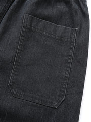 Men'S Slim Fit Multi-Pocket Jeans, Four Seasons Workwear Denim Trousers for Men, Washed Micro-Elastic Fabric, Elastic Waistband, Suitable for Leisure And Work