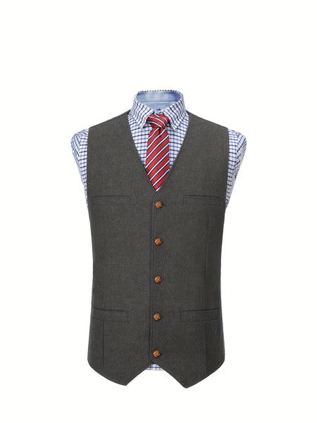Men'S Vest Wool Blend Herringbone Vintage Men'S Fashion Vest, Groom Best Man Formal Wedding Party Casual Vest