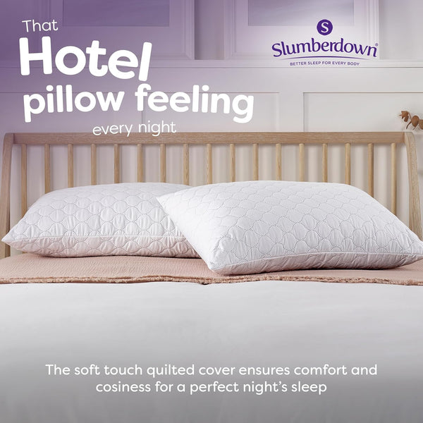 Slumberdown Pillows 2 Pack Hotel Quality – Firm, Plump Hypoallergenic Pillows for Back & Side Sleepers, Sleep Better. Feel Better