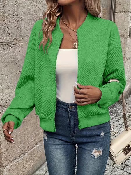 Solid Color Casual Zip-Up Cardigan Jacket