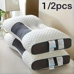 1/2pcs Soft Low Pillows, Soft Slim Pillow, Medium Thickness Pillow, Modern Zipper Design, Hotel-Quality Polyester Filling, White & Gray, Perfect for Home Bedroom Decor, Christmas & New Year Gift