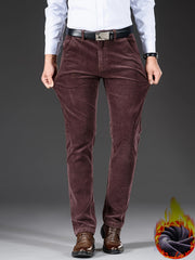 Men's Four-Season Corduroy Slim Fit Straight-Leg Casual Trousers