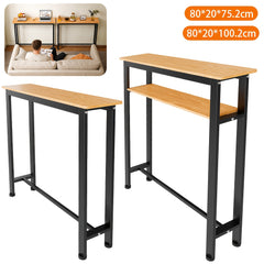 Heavy Duty Minimalist Slim Console Table - Slim Wall-Mounted Single/Double Tier Entryway Shelf with Carbon Steel Frame, Space-Saving Narrow Hallway Table, Bedroom/Living Room Table ( MDF Wood + Black/White Metal), Utility Racks
