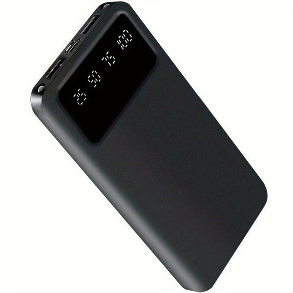 20000/10000mAh Large Capacity Portable Power Bank, Suitable For Charging Android Electronics/ Mobile Phone Devices, Equipped With LED Display/ Dual Output Ports, Portable Emergency Power Supply Device For Outdoor Travel- White/ Black