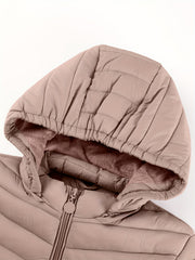 Women's Autumn/Winter Fashion Simple Versatile Lightweight Commuter Hooded Padded Coat with Pockets