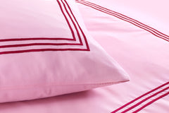 Embroided Baratta Stitch Duvet Cover Set with Matching Pillowcases - Ultra-soft Brushed Microfibre – Chic & Modern Design – Easy Care & Machine Washable