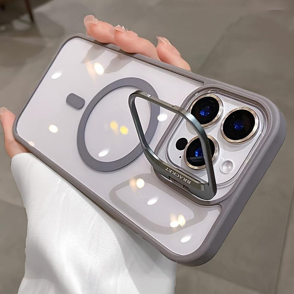 Phone case: Luxury Transparent Magnetic Wireless Charging Metal Lens Bracket Case for iPhone 17 16 15 14 13 12 11 Pro Max Plus with Lndependent Lens Protector Acrylic Backboard Shockproof Armor Clear Cover, Shockproof Phone Armor, Sleek Phone Case.