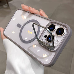 Phone case: Luxury Transparent Magnetic Wireless Charging Metal Lens Bracket Case for iPhone 17 16 15 14 13 12 11 Pro Max Plus with Lndependent Lens Protector Acrylic Backboard Shockproof Armor Clear Cover, Shockproof Phone Armor, Sleek Phone Case.