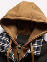 Men's Solid Color Hooded Air Force One Jacket - Loose Fit Zippered Coat with Full-Length Zipper Front, Full-Liner for Spring/Autumn/Winter, Casual Outerwear (No Belt Required)