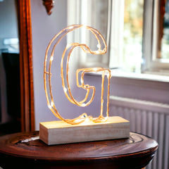 Light Up Letter | LED Alphabet Wire Frame Letter Lights | Rose Gold Copper Initials | Personalised Lighting | Battery Powered | For The Office Living Room Bedroom | Gift For Her