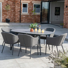 Harbour Lifestyle Luna 7 Piece Oval Ceramic Dining Set in Grey