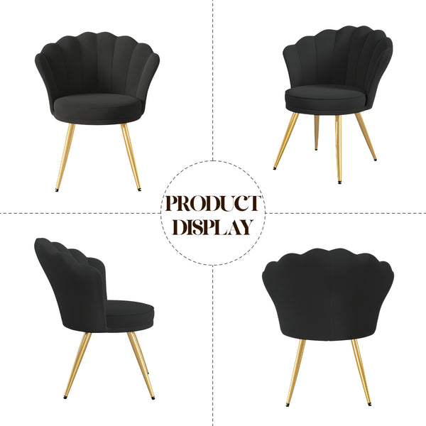 Modern Velvet Accent Chair With Back, Upholstered Vanity Chair For Makeup Room, Makeup Side Chair Desk Chair With Golden Metal Legs For Bedroom Living Room