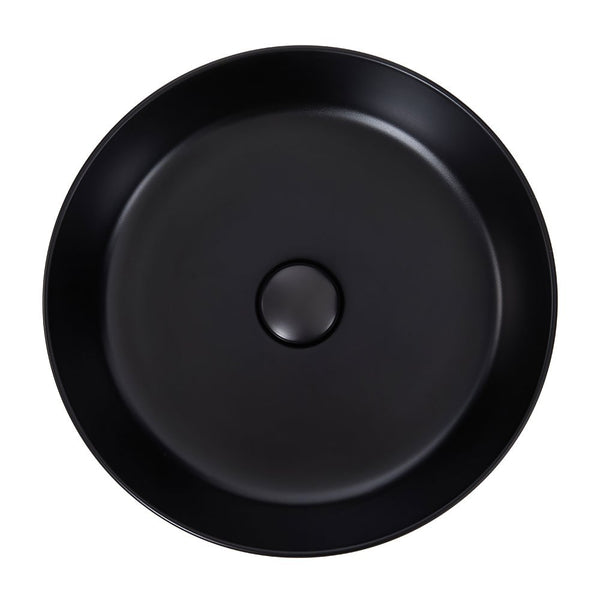 Black/Pink Round Washbasin, 400*400*110MM, includes drain assembly, elegant and stylish home decor washbasin, easy to clean, suitable for bathrooms, hotel restrooms, and balconies.