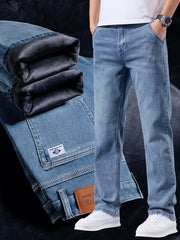 092+1# New Winter Style -Lined Thickened Simple and Stylish Slightly Stretchy Jeans
