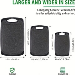 3pcs/13pcs Kitchen Cutting Board, Plastic Cutting Board, Thick Cutting Board, Suitable For Cutting Meat, Vegetables, And Fruits, With Easy-grip Handle, Dishwasher Safe.
