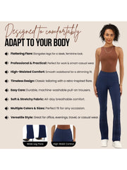 Ladies Flared Trousers Stretch Fit Comfort Fit High-Waisted Flared Pants Suitable For Nurses, Carers, Teachers, School Uniform, Yoga, Travel, Casual, Office Wear