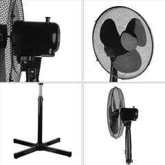 16inch Oscillating Pedestal Floor Fan Standing Air Cooling 3 Speed Cool Setting Electric Silent for Home, Office & Bedroom Living Room