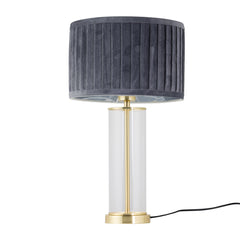 Aura - Satin Brass Table Lamp with Black Pleated Velvet Shade