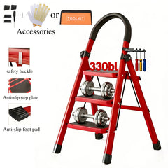 2/3/4/5-Step Ladder, Lightweight Folding Step Stool With Extra-Wide Anti-Slip Steps, 149.69 KG Capacity, Compact Space-Saving Design For Home, Kitchen.