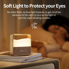 LED Bedside Lamp | Night Light with Alarm Clock, Time Display, Rechargeable, Adjustable Brightness, Soft Lighting for Home Bedrooms, USB Charging