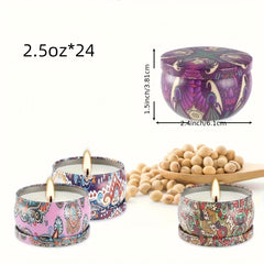 24pcs Of Scented Candles, No Dripping Or Leakage, with Ethnic Elements And, Creating A Romantic And Dreamy Atmosphere, Suitable for Weddings, Birthday Parties, Yoga, Father'S Day Gifts And As Gifts for Relatives And Friends