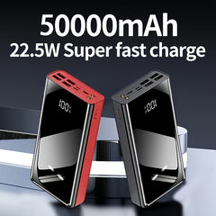 50000Mah Large Capacity Fast Charging Power Bank, LED Power Display, Type-C Bidirectional Fast Charging, Five Outputs, Two Inputs, Suitable for Charging for Iphone/ for Samsung/Android Electronic Devices, Outdoor Portable Emergency Power Backup Battery Pa