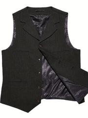 Men'S Vest Retro Fashion Groom Wedding Party Vest Men'S Herringbone Casual Business Waistcoat