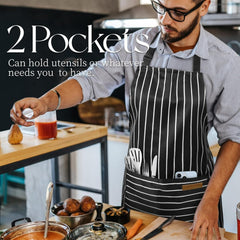 2PC Classic Design Striped Apron, Unisex Simple Criss Cross Apron For Kitchen Home Restaurant Coffee Shop Barbecue, Men's Workwear And Protective Clothing