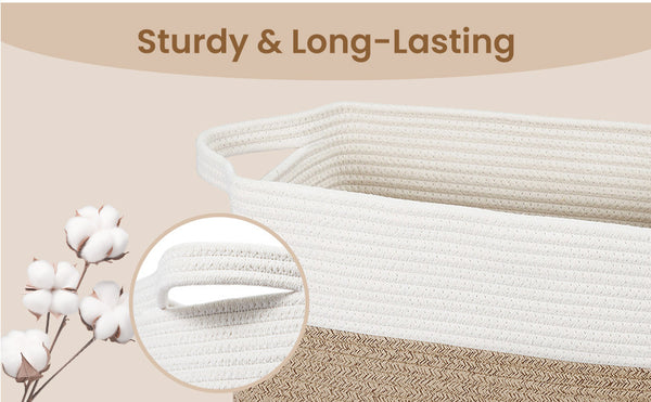 65L Large Storage Basket Blanket Baskets in Living Room, Nursery, Bedroom, Cotton Rope Baskets for Towels, Books, Toys, Dirty Clothes, Baby Storage Organiser, Grey, 65L