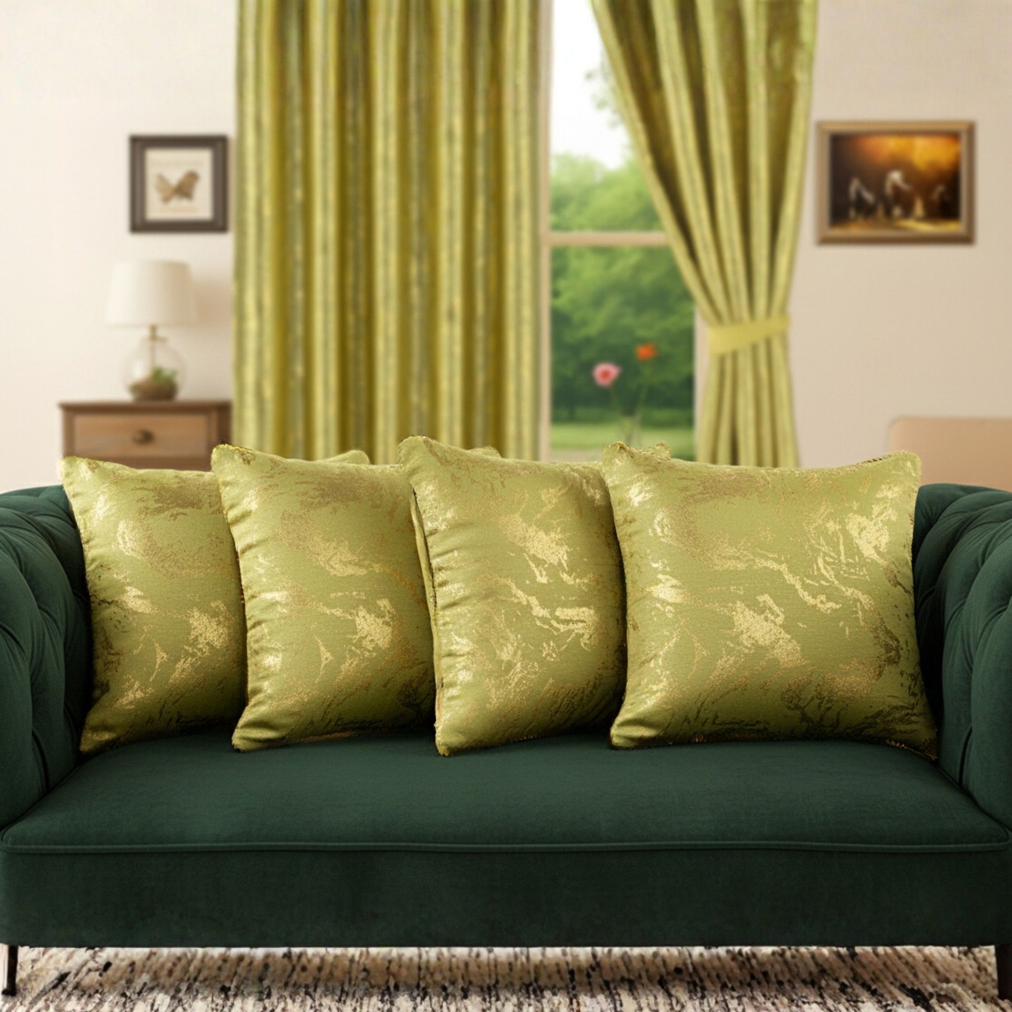 Set of 4 Marble Style Cushions Filled, Soft Decorative Pillows for Sofa, Couch, Bed & Living Room, Modern Gold Marble Pattern Accent for Home Décor
