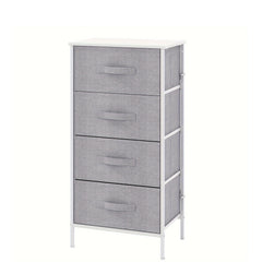Frmobepts 4-Drawer Tall Dresser with Large Storage Cabinet - Modern Fabric & Wood Top Storage Organizer, Sturdy Metal Frame & MDF Construction, 68.58cm+ Height Freestanding Dresser with Spacious Drawers for Bedroom/Living Room