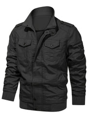 Men's Tactical Jacket with Multiple Pockets, Practical Workwear Style Coat