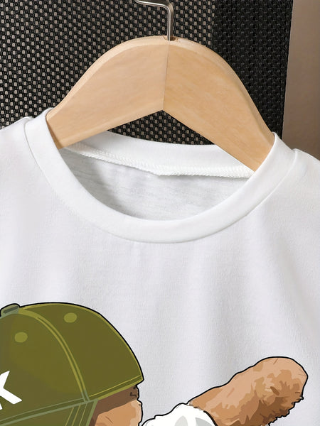 2pcs Set Boys' Casual T-Shirt and Shorts Set