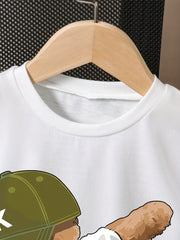 2pcs Set Boys' Casual T-Shirt and Shorts Set