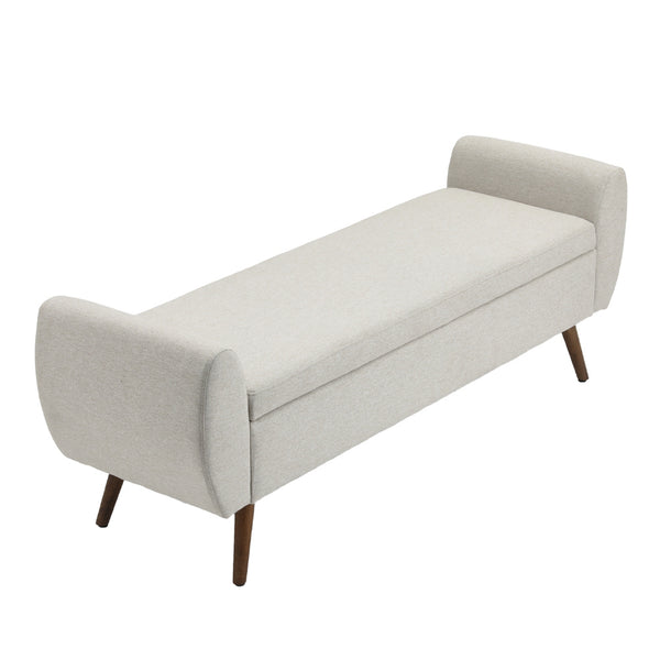 1pc Upholstered Bench Chiar With Storage Box, Padded Bench With Storage Space, Window Seat Bench, End of Bed Bench, Shoe Bench, Footstool With Wooden Legs For Hallway, Living Room, Bedroom, 153*46*54cm