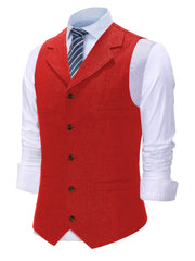 Men'S Vest Retro Fashion Groom Wedding Party Vest Men'S Herringbone Casual Business Waistcoat