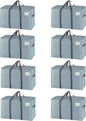VENO 8 Pack Extra Large Moving Storage Bags with Zips, Heavy-Duty Organizer Tote, Moving Box Alternative, Packing Supply, Clothes Storage Bin, Tag Pocket for Label, Water-Resistant (Clear, 8 Pack)