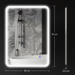 Backlit Illuminated Bathroom Mirror with LED Lights and Bluetooth, Wall Mounted Vanity Mirror with 3 Colours Dimmable, Anti-Fog, Memory Function, Touch Switch, IP44