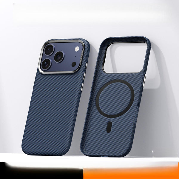 Phone Case: New Magnetic Ultra-thin Kevlar Phone Case Compatible with iPhone 17 Pro Max Fine Grid Pattern Anti-drop Lens Protection Protective Cover