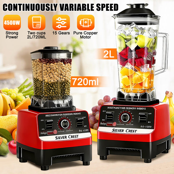 Multifunctional Blender Set, 2L+720ML Large Capacity Wall Breaker - High Power, 15 Adjustable Speeds, 4500W, Automatic Juicer,blenders for kitchen, blender for shakes and smoothies, slushy machine, food processor, blenders for kitchen heavy duty. Christma