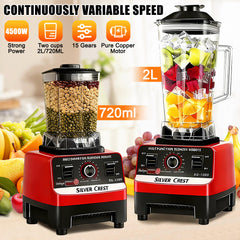 Multifunctional Blender Set, 2L+720ML Large Capacity Wall Breaker - High Power, 15 Adjustable Speeds, 4500W, Automatic Juicer,blenders for kitchen, blender for shakes and smoothies, slushy machine, food processor, blenders for kitchen heavy duty. Christma