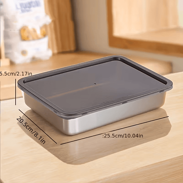 6pcs （3plates +3 lids）lidsStainless Steel Food Storage Containers Leak-Proof Stackable Space-Saving Airtight Lid for Freshness Ideal for Meal Prep Fruits Meats Veggies Leftovers Fridge Freezer Pantry Easy Clean Reusable Containers Ideal for Home Commercia