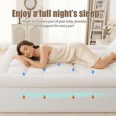 Extra Thick 10cm Mattress Topper, Hotel Quality Soft Quilted Mattress Pad, Brushed Top with Virgin Ball Hollowfiber Filling, Elastic Corner Straps Fits Mattress up to 40cm Deep