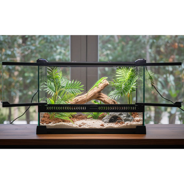Glass Reptile Terrarium Insect Breeding Tank Vivarium Habitats for Lizards, Horned Frogs, Snakes, Spiders Reptile Glass Terrarium Tank Amphibians Box (Horizontal)