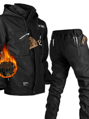 Men's -Lined Set: Jacket Outerwear, Casual, Warm, Windproof, Autumn/Winter Jacket, Composite Jacket Set for Tactical Outdoor Hiking