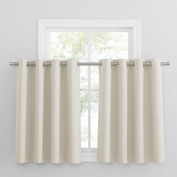 PONY DANCE Grey Blackout Thermal Insulated Curtains for Bedroom, 46 X 54 Inch Short Eyelet Curtains & Drapes, Soft Black Out 2 Panels for Window Living Room/Kitchen