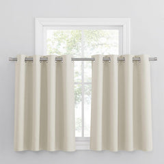 PONY DANCE Grey Blackout Thermal Insulated Curtains for Bedroom, 46 X 54 Inch Short Eyelet Curtains & Drapes, Soft Black Out 2 Panels for Window Living Room/Kitchen