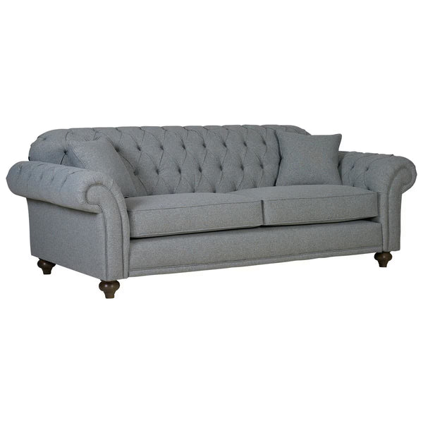 Bordeaux Button Back Grey Fabric 4 Seater Sofa